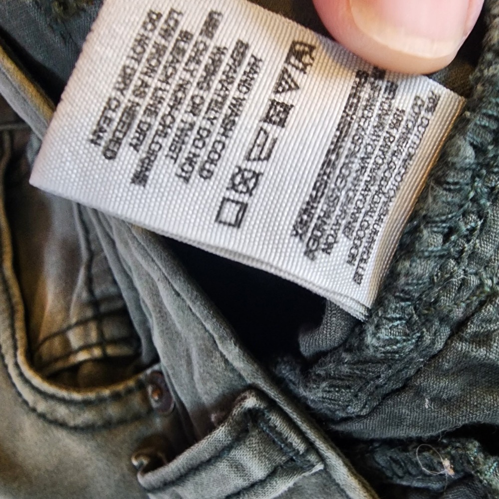 Free People Jeans Women's Size 26 Green Skinny Zipper Detail Garment Dyed Soft - Picture 5 of 10